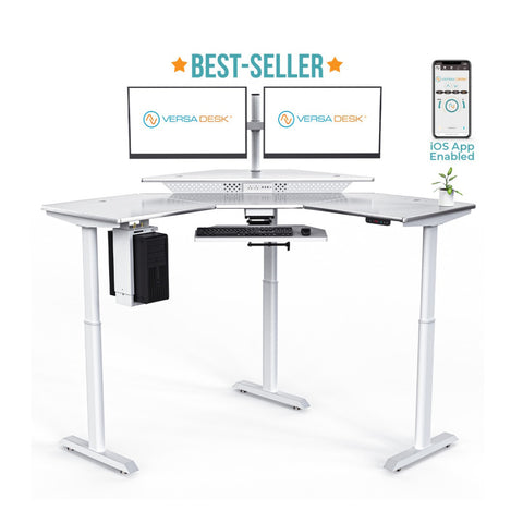 Image of Versadesk PowerLift Corner Standing Desk - Heavy-Duty, Ergonomic Design for Executive Workspaces