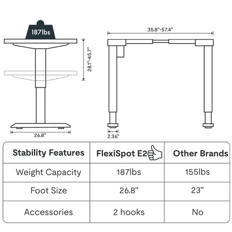 Image of Flexispot Premium Standing Desk (E2 - Bamboo)