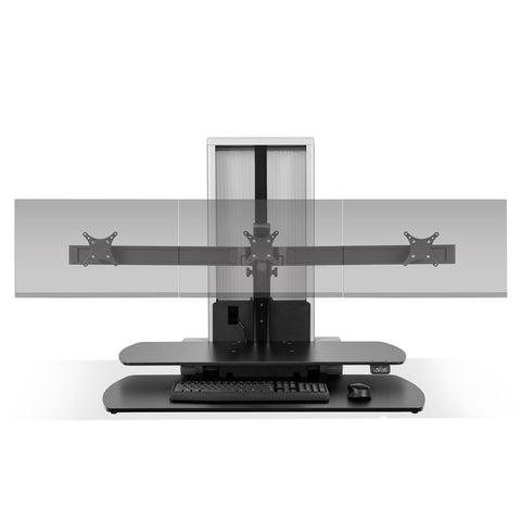 Image of Hat Collective - Sit Stand Height Adjustable Workspace - One Touch Triple Monitor