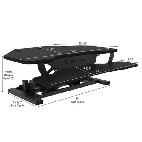Image of VersaDesk PowerPro® Corner Electric Standing Desk Converter with USB Charging