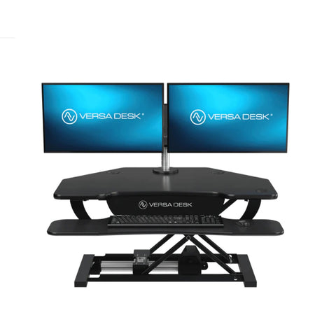 Image of VersaDesk PowerPro® Corner Electric Standing Desk Converter with USB Charging