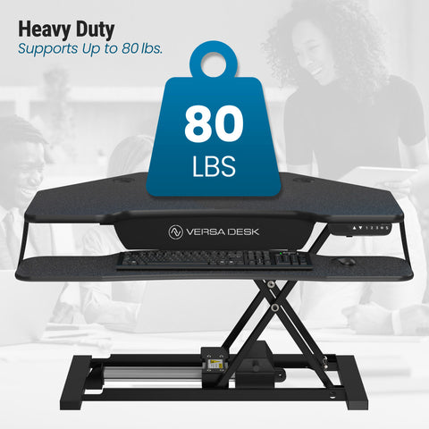 Image of VersaDesk PowerPro® Elite Corner Standing Desk Converter Programmable w/ USB Port and Mobile APP