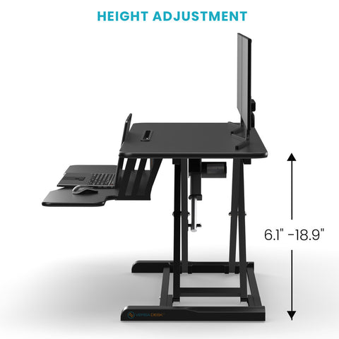 Image of Versadesk Power Riser Electric Standing Desk Converter , Black | Smooth Lift, Compact Power