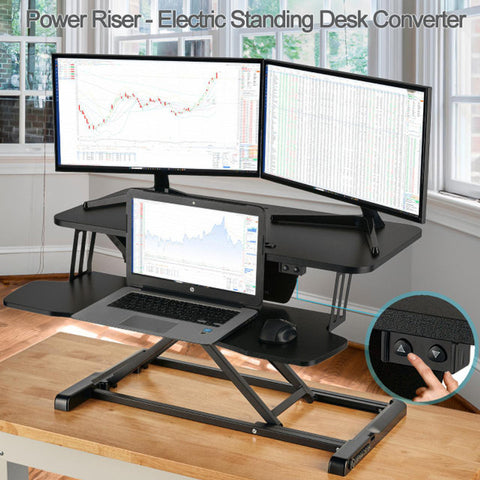 Image of Versadesk Power Riser Electric Standing Desk Converter , Black | Smooth Lift, Compact Power