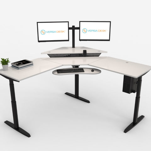 Image of Versadesk PowerLift Corner Standing Desk - Heavy-Duty, Ergonomic Design for Executive Workspaces