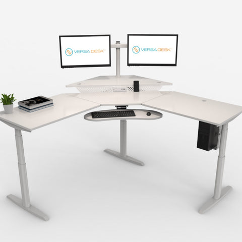 Image of Versadesk PowerLift Corner Standing Desk - Heavy-Duty, Ergonomic Design for Executive Workspaces