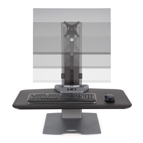 Image of HAT Collective Winston-E Single | Electric Sit-Stand Desk Converter with Memory Presets | Supports Up to 43" Monitor | Made in USA | Free Shipping