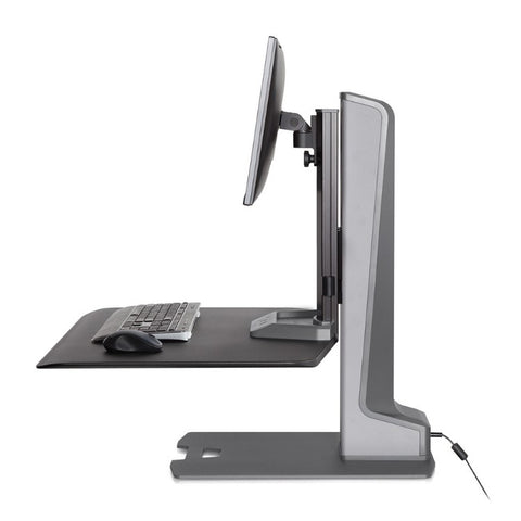 Image of HAT Collective Winston-E Single | Electric Sit-Stand Desk Converter with Memory Presets | Supports Up to 43" Monitor | Made in USA | Free Shipping