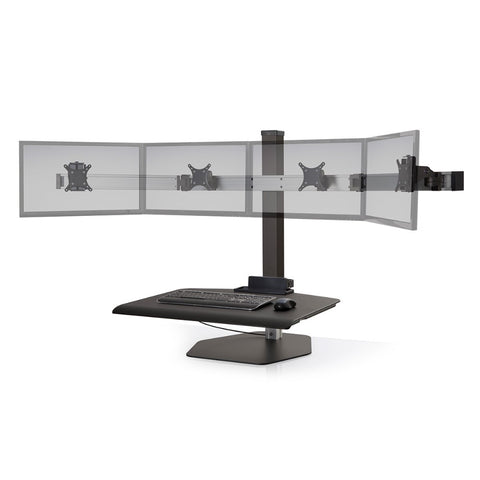 Image of HAT Collective Winston Workstation Quad | Pneumatic 4 Monitor Sit-Stand Desk Converter | Supports Up to 24" Monitors | Made in USA | Free Shipping
