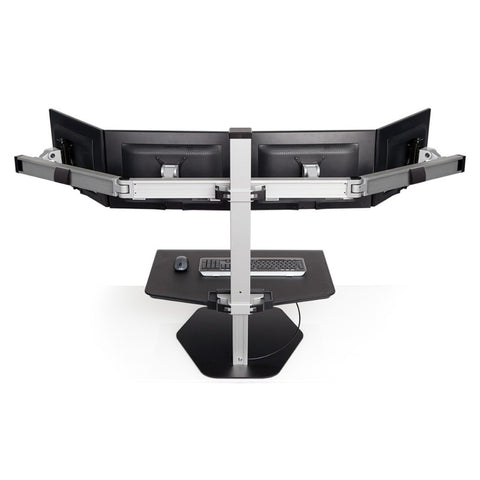 Image of HAT Collective Winston Workstation Quad | Pneumatic 4 Monitor Sit-Stand Desk Converter | Supports Up to 24" Monitors | Made in USA | Free Shipping