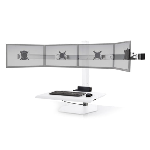 Image of HAT Collective Winston Workstation Quad | Pneumatic 4 Monitor Sit-Stand Desk Converter | Supports Up to 24" Monitors | Made in USA | Free Shipping