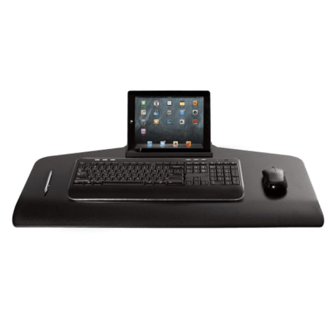 Image of Hat Collective Winston Workstation Triple with Compact Work Surface Sit-Stand Converter (Made in USA)
