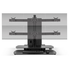 Hat Collective - Sit Stand Height Adjustable Workspace - One Touch Three over Three Monitor