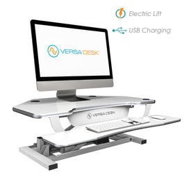 VersaDesk PowerPro® Corner Electric Standing Desk Converter with USB Charging