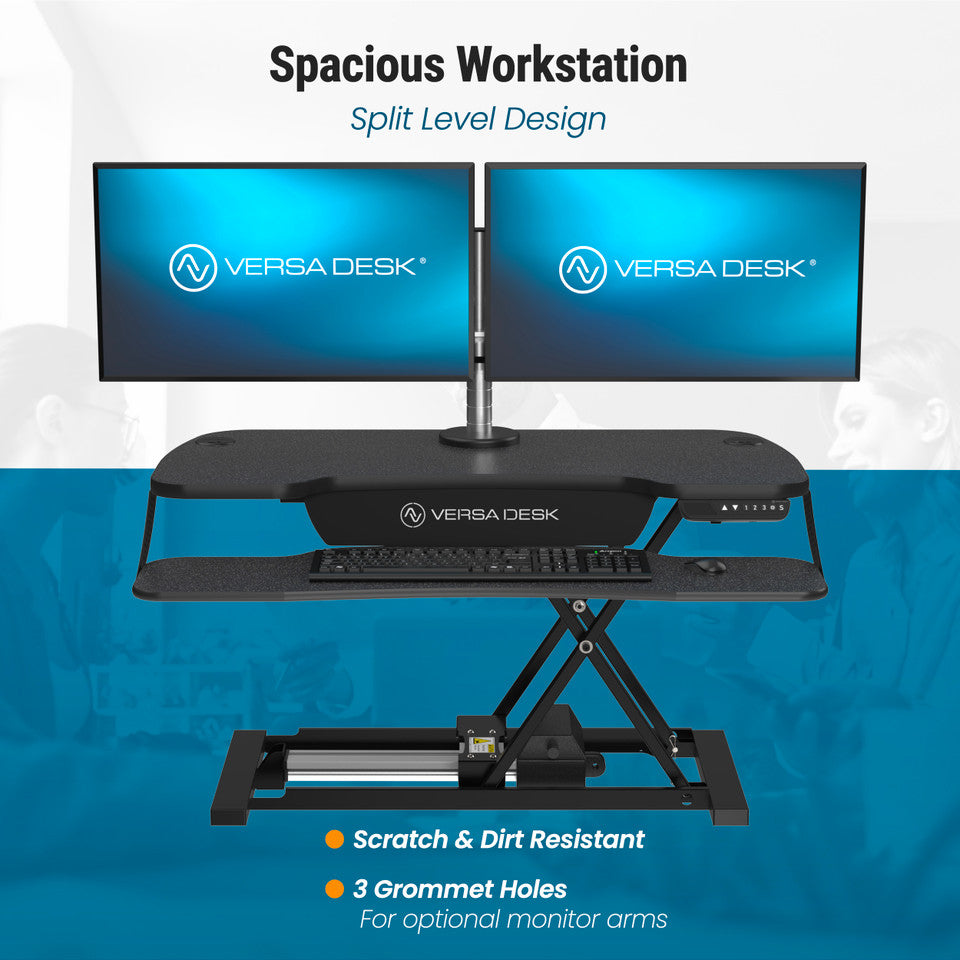 VersaDesk PowerPro® Elite Standing Desk Converter Programmable with USB Port and Mobile APP