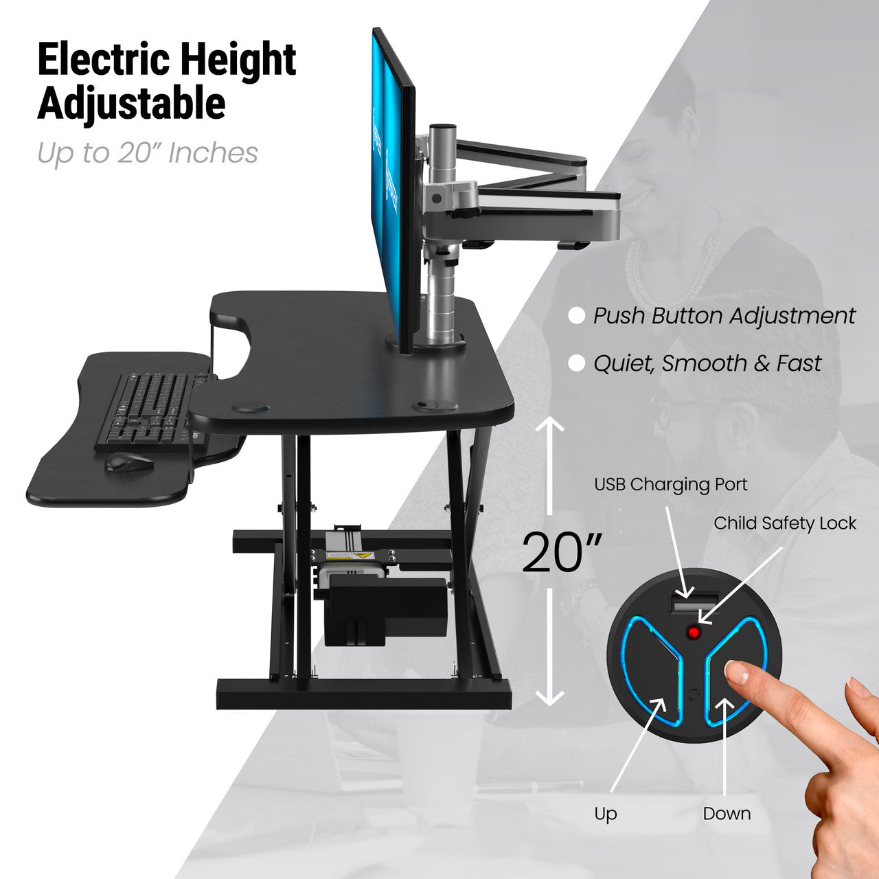 VersaDesk PowerPro®- Standing Desk Converter with USB Charging Port