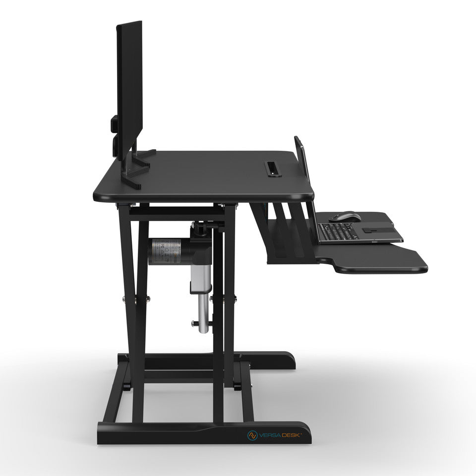 Versadesk Power Riser Electric Standing Desk Converter , Black | Smooth Lift, Compact Power
