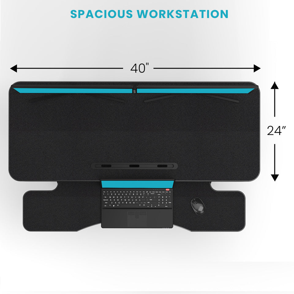 Versadesk Power Riser Electric Standing Desk Converter , Black | Smooth Lift, Compact Power