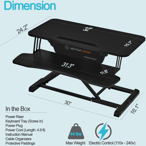 Image of Power Riser Electric Standing Desk Converter , Black