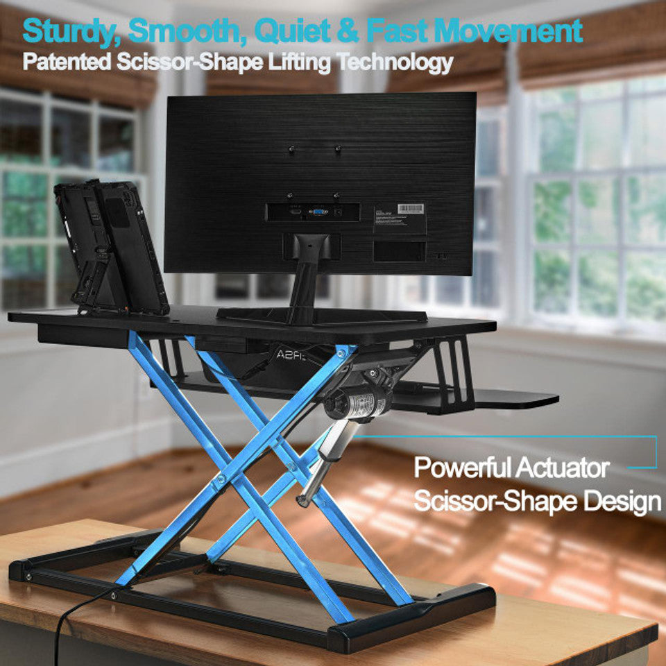 Versadesk Power Riser Electric Standing Desk Converter , Black | Smooth Lift, Compact Power