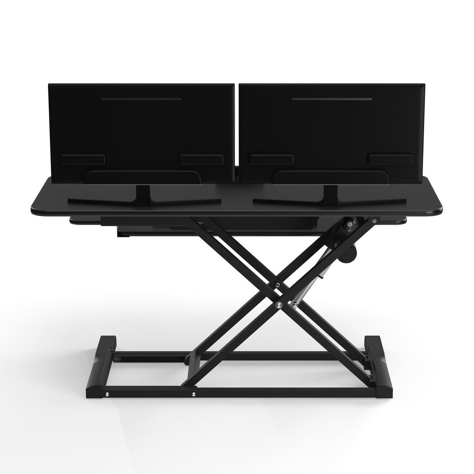 Versadesk Power Riser Electric Standing Desk Converter , Black | Smooth Lift, Compact Power