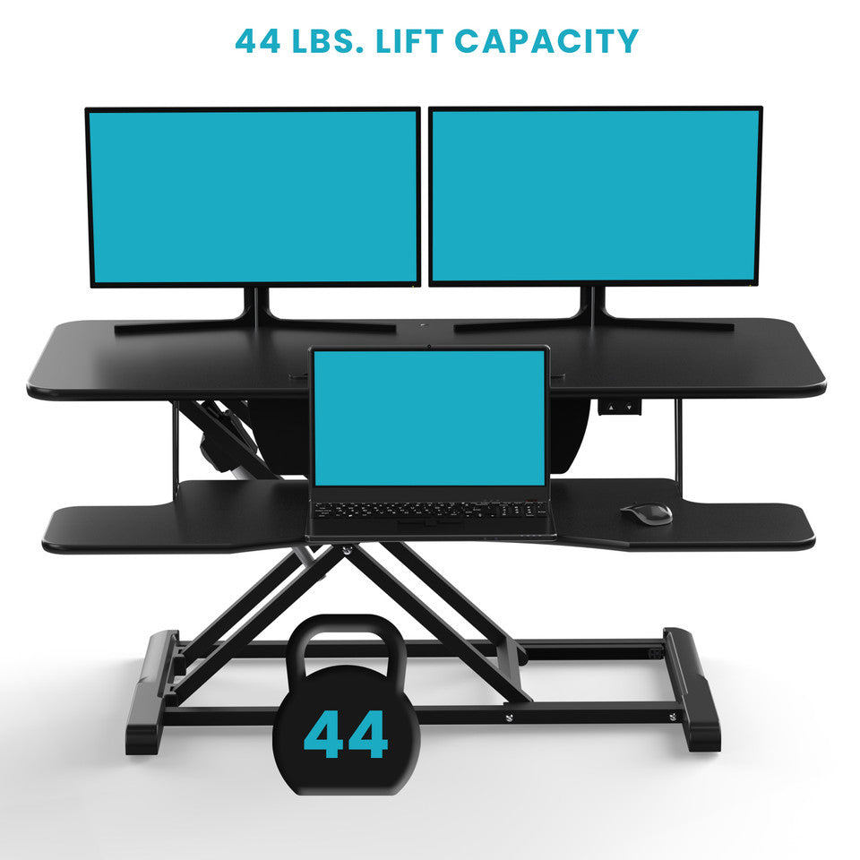 Versadesk Power Riser Electric Standing Desk Converter , Black | Smooth Lift, Compact Power