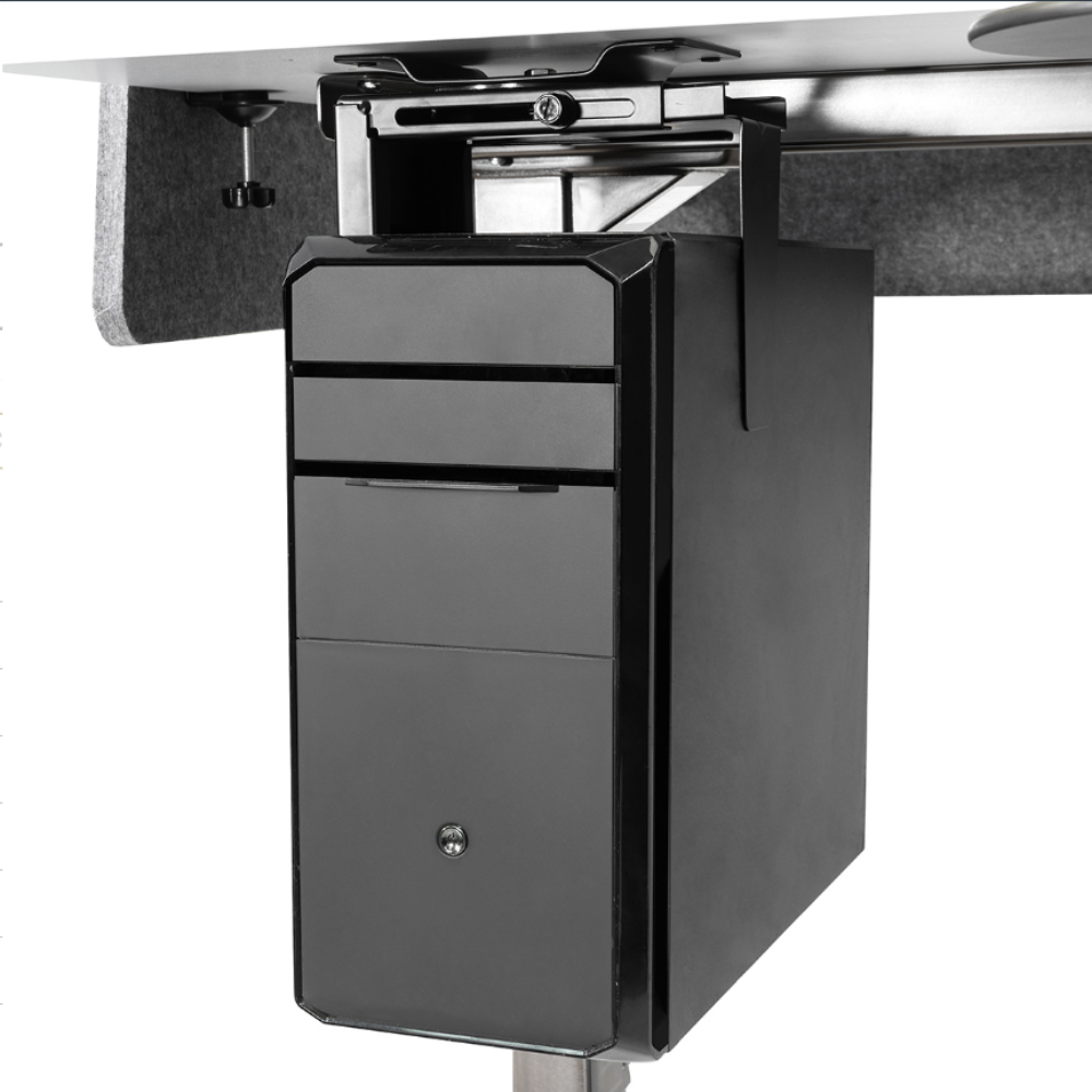 HAT Collective CPU holder side profile — under-desk or wall mount
