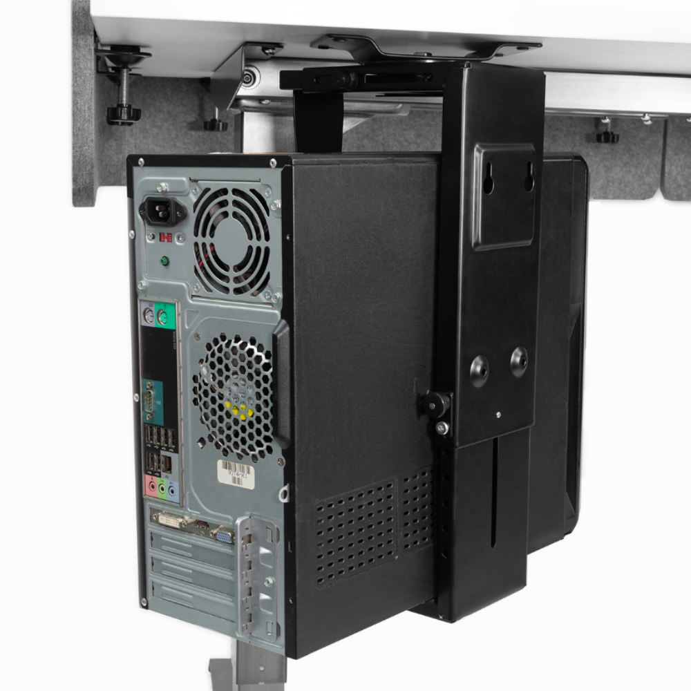 CPU holder 360 degree swivel detail — HAT Collective under-desk mount