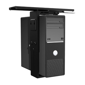 HAT Collective CPU holder with slide-out track — 360° swivel under-desk CPU mount