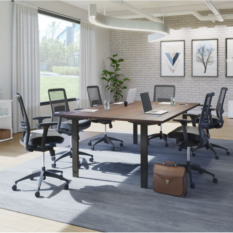 HAT Collective Electric Height-Adjustable Conference Table Base — Quad Motor Boardroom Table