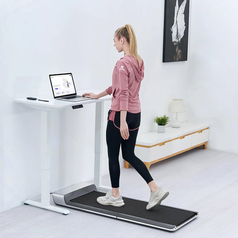 Image of WalkingPad P1 Classic Folding Under Desk Treadmill | The Original Walking Pad, Silver & Pink | Free USA Shipping