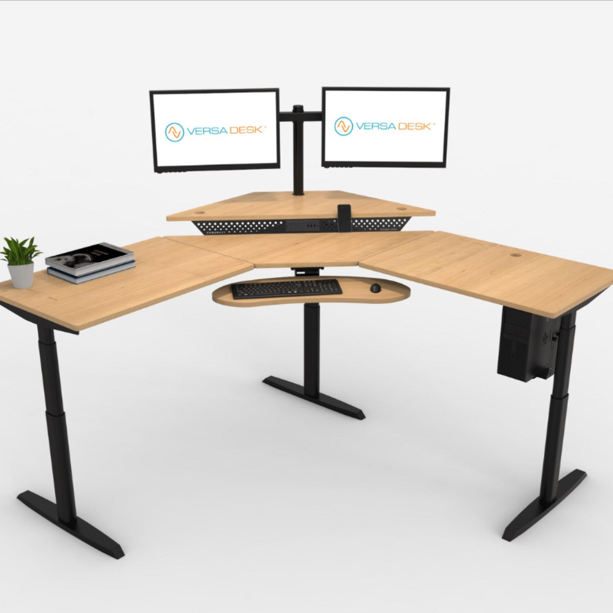 Versadesk PowerLift Corner Standing Desk - Heavy-Duty, Ergonomic Design for Executive Workspaces