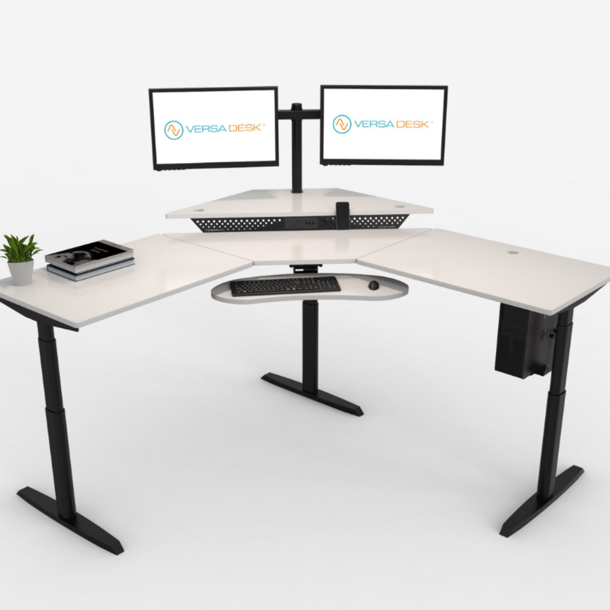 Versadesk PowerLift Corner Standing Desk - Heavy-Duty, Ergonomic Design for Executive Workspaces