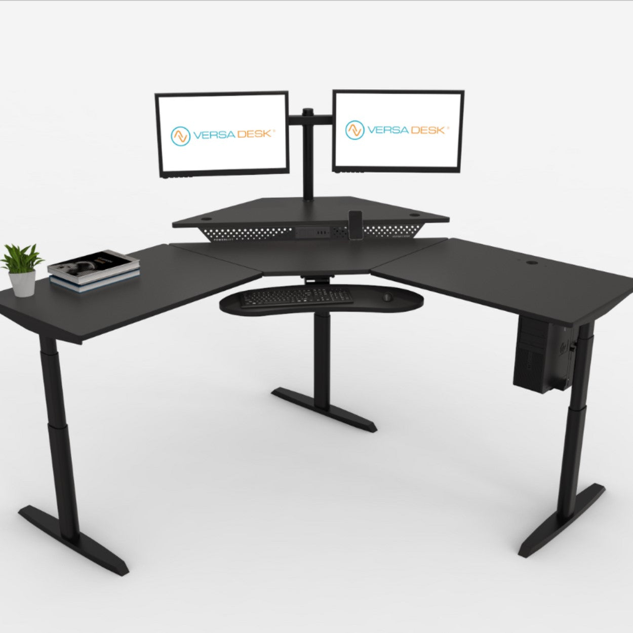Versadesk PowerLift Corner Standing Desk - Heavy-Duty, Ergonomic Design for Executive Workspaces