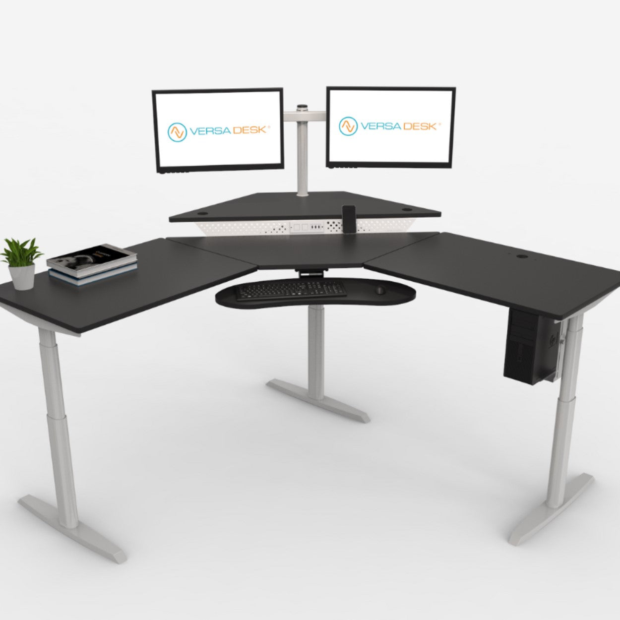 Versadesk PowerLift Corner Standing Desk - Heavy-Duty, Ergonomic Design for Executive Workspaces