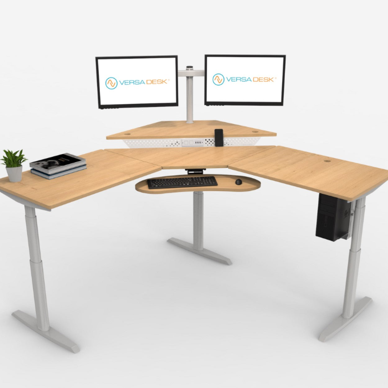 Versadesk PowerLift Corner Standing Desk - Heavy-Duty, Ergonomic Design for Executive Workspaces