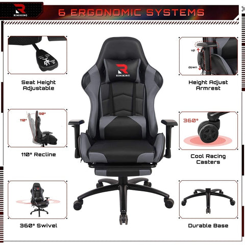 Image of Flexispot Ergonomic Gaming Chair with Retractable Footrest Ri3476