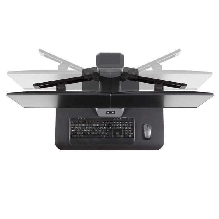 Hat Collective Winston-E Sit-Stand Workstation Dual Monitor Mount with Compact Work Surface