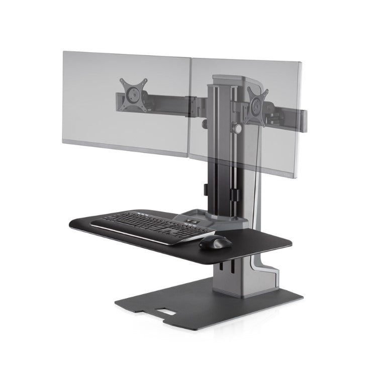 Hat Collective Winston-E Sit-Stand Workstation Dual Monitor Mount with Compact Work Surface