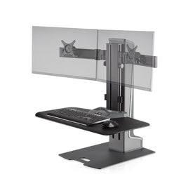 Hat Collective Winston-E Sit-Stand Workstation Dual Monitor Mount with Compact Work Surface