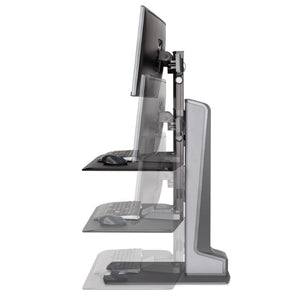 Innovative Winston-E® Sit-Stand Workstation Dual Monitor Mount with Compact Work Surface