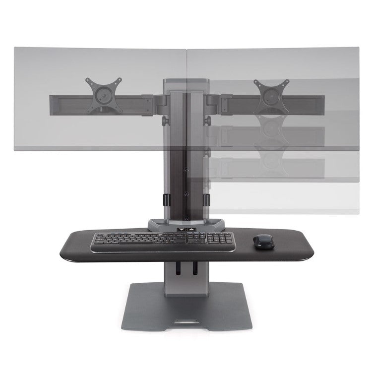 Hat Collective Winston-E Sit-Stand Workstation Dual Monitor Mount with Compact Work Surface