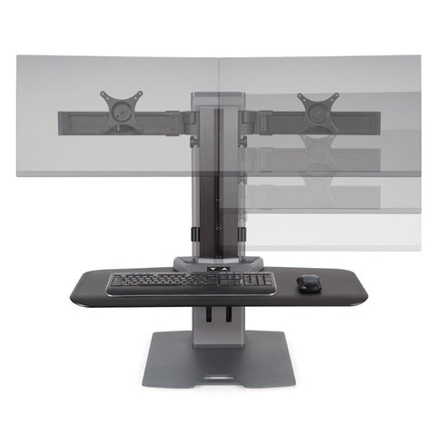 Image of Innovative Winston-E® Sit-Stand Workstation Dual Monitor Mount with Compact Work Surface